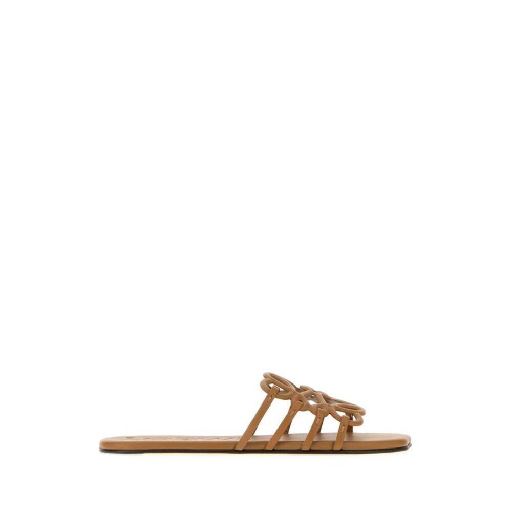 Loewe Paula's Ibiza Women Camel Leather Paula S Ibiza Anagram Petal Slippers